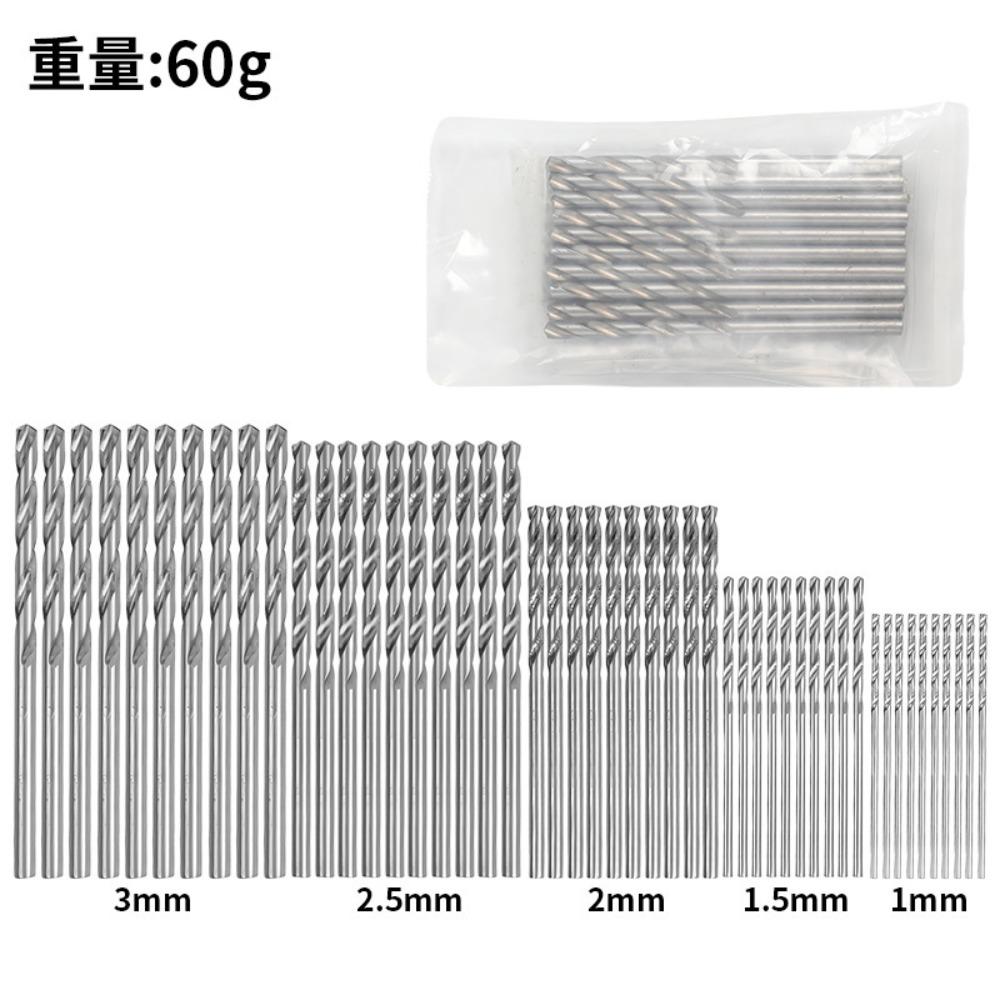 50pc Titanium Plated Fried Dough Twists Drill Set 1-3mm Small Drill Electric Drill Set DIY Woodworking Drill Bit