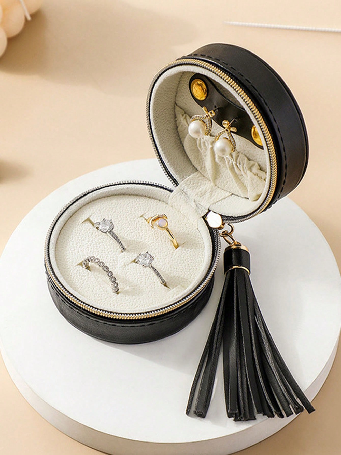 

Mini Jewelry Organizer Display Travel Jewelry Case Boxes Earrings Necklace Ring Portable Jewelry Box Leather Storage чёрный