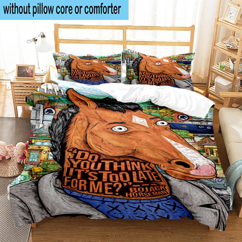 3PCS Pink Cat Man Horse 3pcs Bedding,Including 3PCS Duvet Cover And 2pcs Pillowcases Perfect for Christmas,Ideal for Bedroom, Dormitory