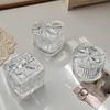 Boîte de rangement pour bijoux en verre cristal avec nœud papillon - Organisateur transparent exquis avec couvercle, Décoration d'intérieur multifonctionnelle pour coiffeuse