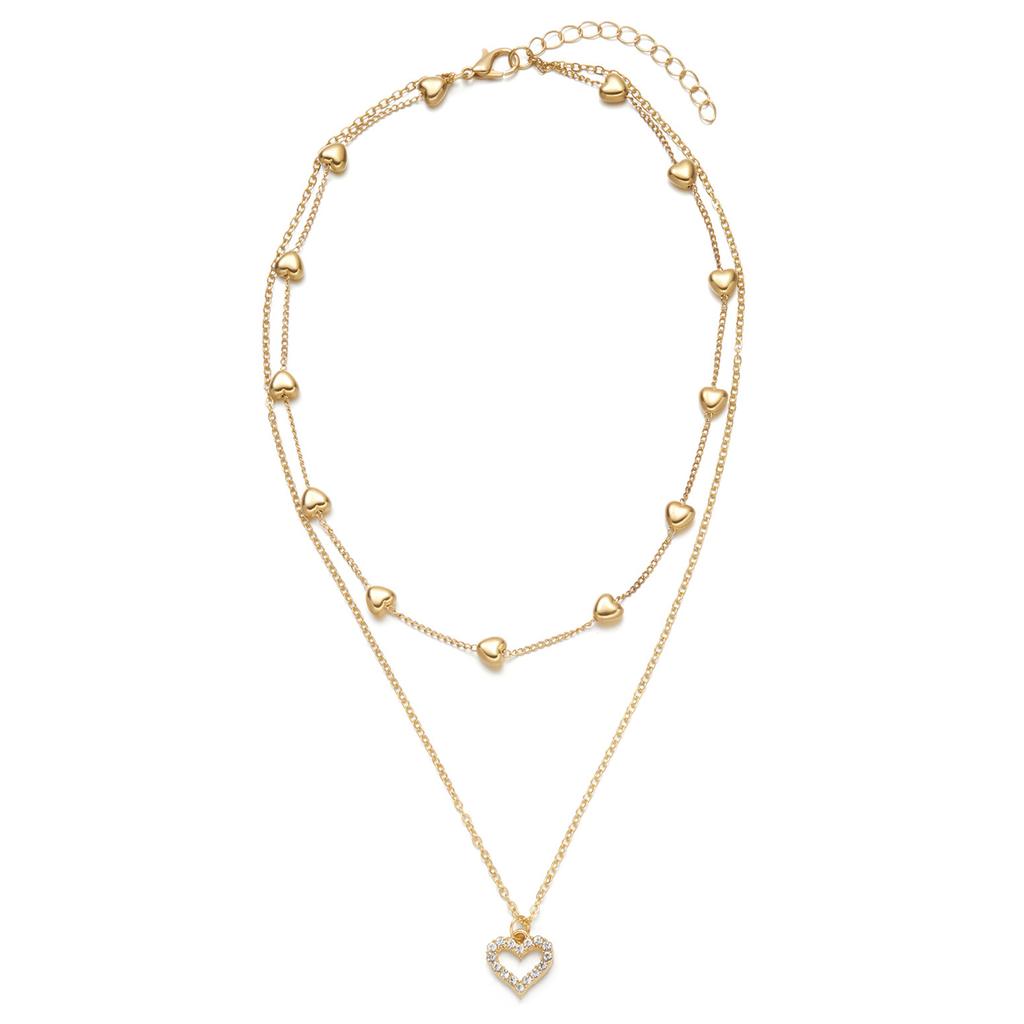 Simple Necklace Fashionable Pendant Necklace Hollow Heart Neck Jewelry Perfect for Youthful Couple or Close Friend