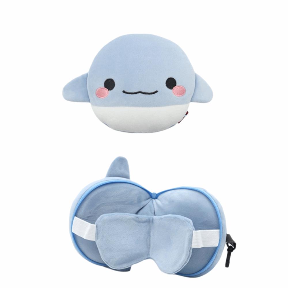 Cuscino da Collo Creativo 2 in 1 Portatile Cartone Animato Copriocchi da Viaggio Maschera da Sonno Multifunzionale in Velluto Ufficio