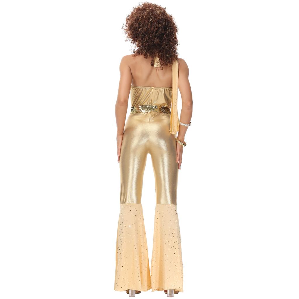 Ladies' 70s Vintage Disco Prom Suit Cosplay Halloween Costume Cos Suit Patent Leather Suit