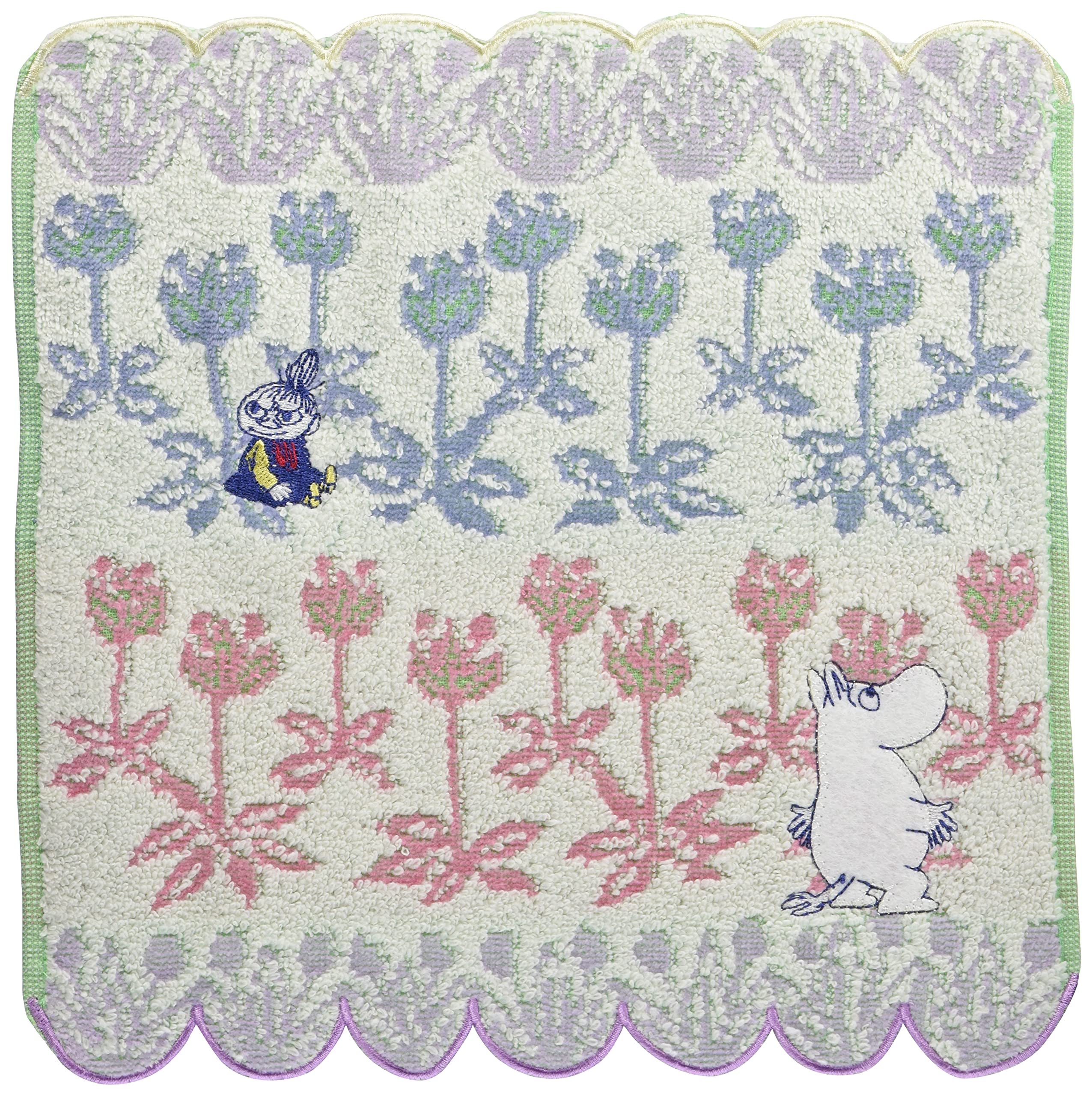 

Marushin Moomin Hand Blooming Maze 1405015200 Towel, 25x25cm, Appliqué Embroidery, No-Twist Yarn,