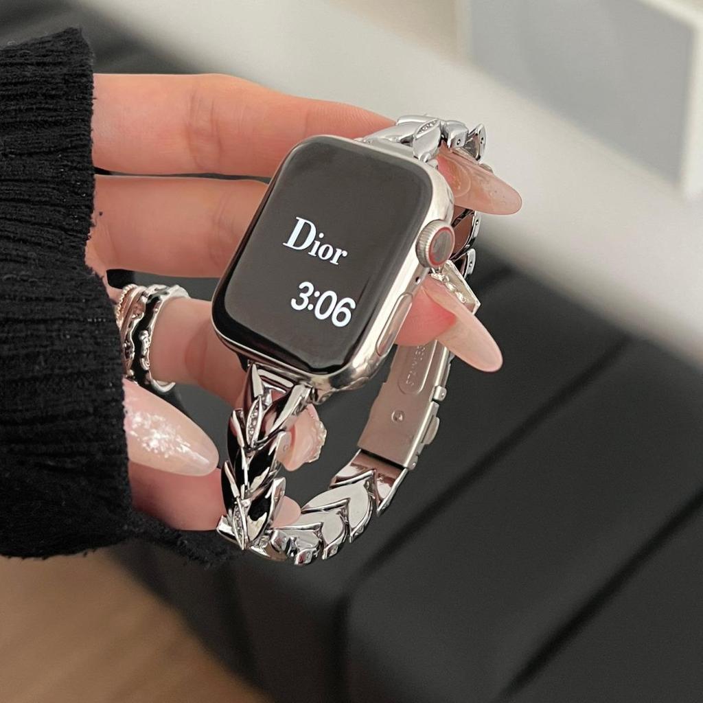 Wheat Ear Fine Diamond Metal Strap for Apple Watch - Stylish Fashion Band