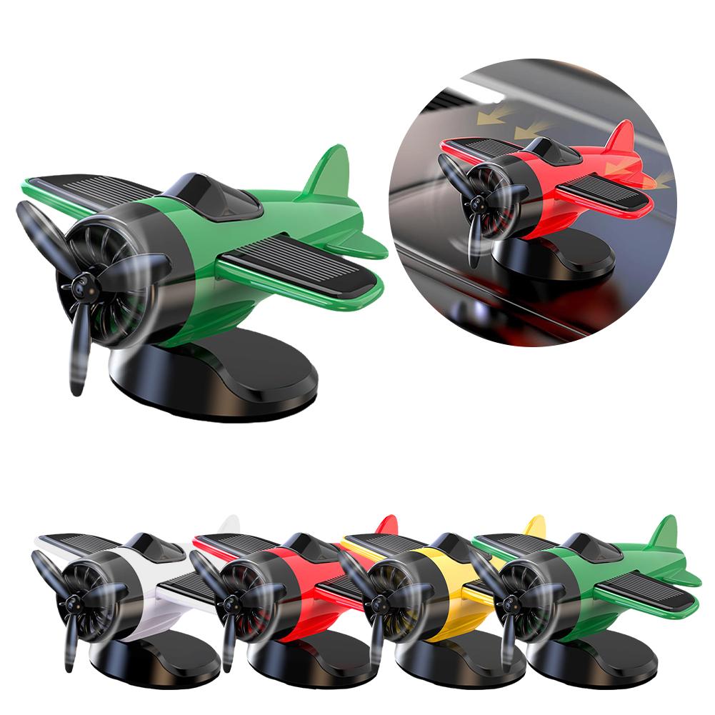 Car Mounted Solar Powered Rotating Airplane Creative Console Center Decoration Ornament Automotive Supplies Interior O9J2