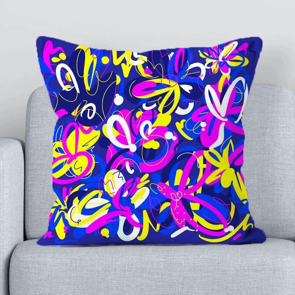Car Living Room Sofa Cushion Cover Graffiti Art Decoration Cushion Cover Luxury Home Decoration Pillow Cover