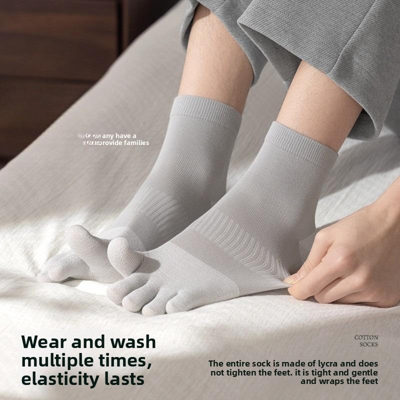 Cotton Five-Finger Socks Men's Pure Cotton Split-Toe Summer Odor-Resistant Anti-Fungal Men's 100% Cotton