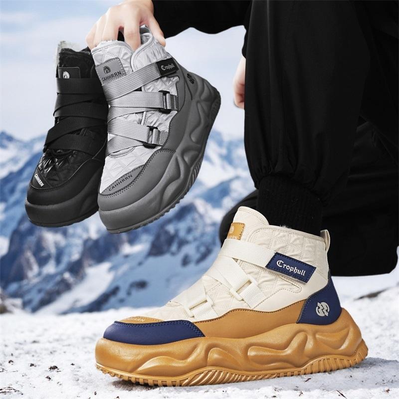 Vintersnöskor för män Håll värmen Bomullsskor Utomhus vandringsskor Plysch Varm Hög Ankel Boot Man Sneakers