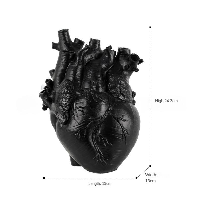 White Vase Heart Shape Resin Ornament Model Room Countertop Living Room Vase Dining Table Dried Flower Arrangement