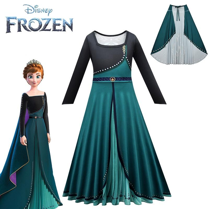 Anna Kids Frozen Cosplay Costume Dress Cloak Outfits Fancy Dress Roleplay Party