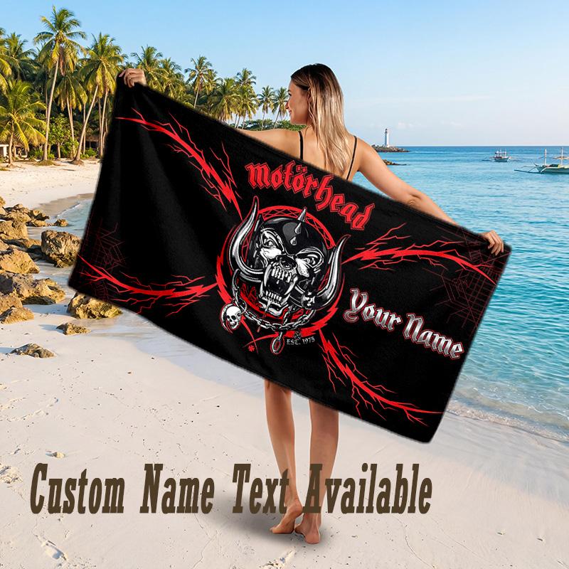 Motorhead Design Beach Towel Custom Text Large Towel for Beach Vacation