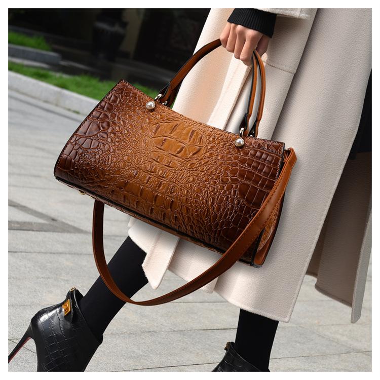 Geantă de tote pentru doamne, de mare capacitate, pentru navetiștii de vârstă mijlocie, geantă de mână pentru doamne, cu model de crocodil