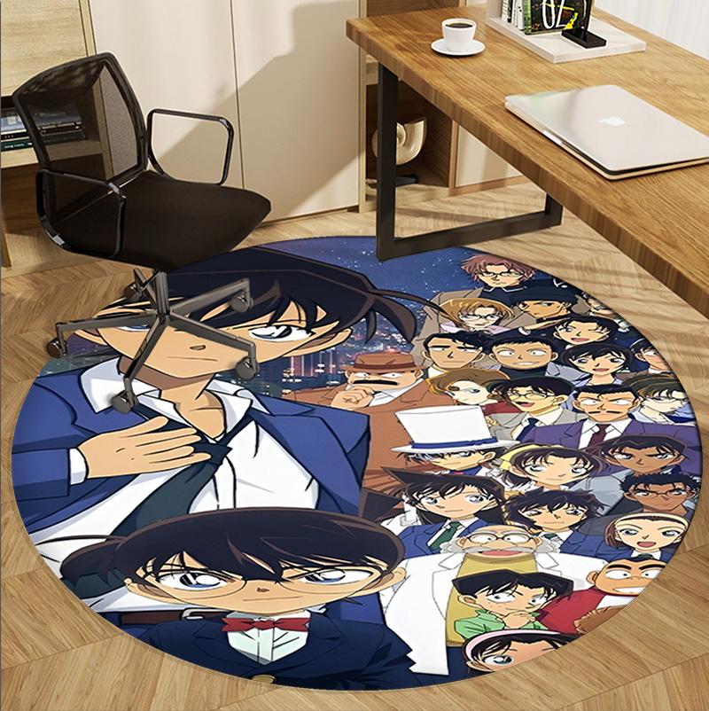 Detective Conan Pattern Round Rug, Indoor/Outdoor Mat, for Picnic, Gameroom, Bedroom, Office, Living Room, Home Decor Carpet, Birthday Gift