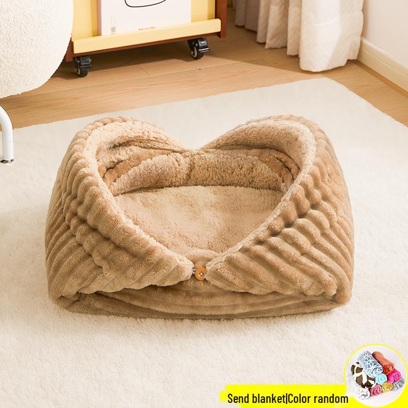 Cross-Border All-Season Semi-Closed Pet Bed for Small Dogs and Cats