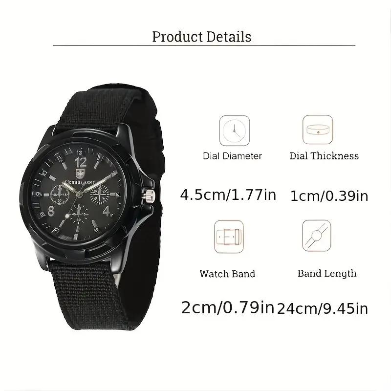 Δημοφιλές ανδρικό ρολόι με υφαντό λουράκι, αθλητικό ρολόι στρατιωτικού, ιδανική επιλογή για δώρα