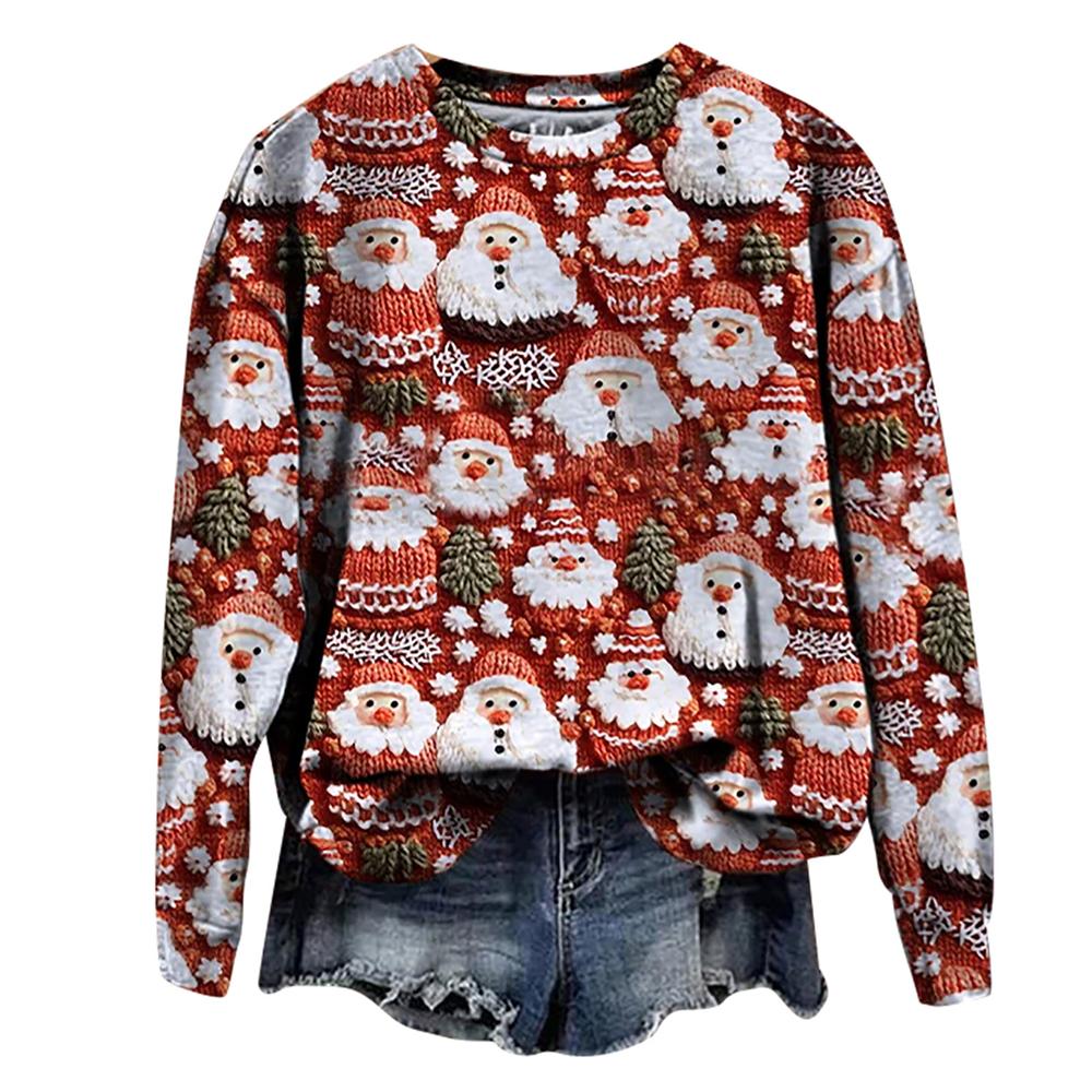 Christmas Women Jumper Loose Blouse Ladies Sweatshirts Xmas Long Sleeve Tops UK