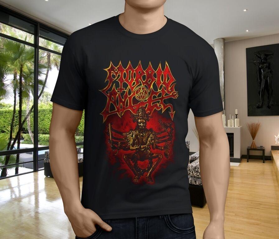 

Горячая футболка унисекс Morbid Angel, красная, черная, металлическая, черная