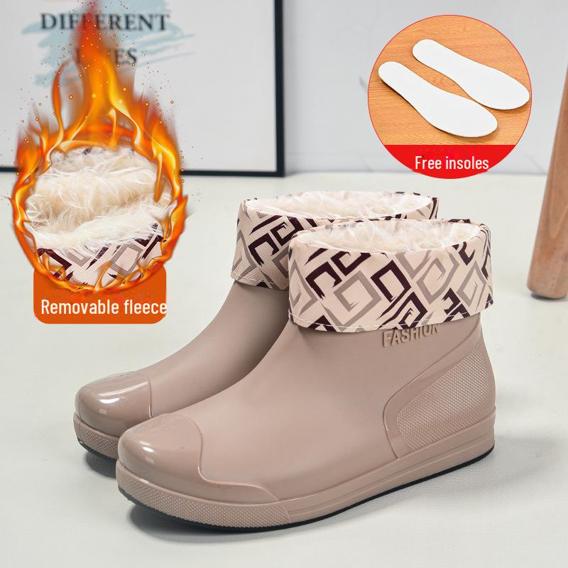Women's Short Rain Boots - Non-Slip, Waterproof, Fashionable Low-Top Shoes for Outdoor Wear - Comfortable and Trendy.
