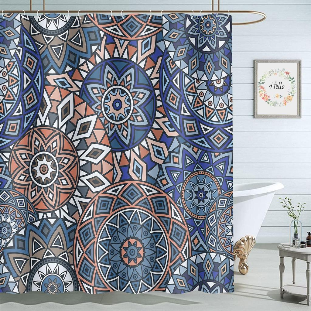 Purple Blue Spider Shower Curtain 72X72 Inch Bat Halloween Bathroom Curtains Set Home Waterproof Polyester Fabric With Hooks