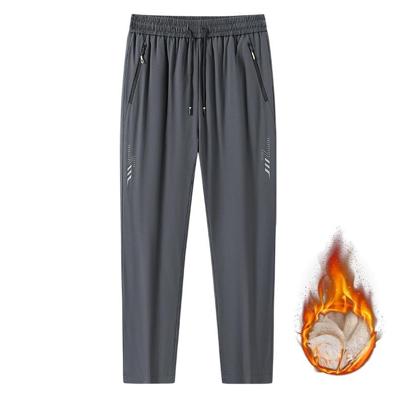 Middle-aged and Elderly Father Wears Lamb Velvet Graphene Lock Warm Plus Velvet Drawstring Thickened Flat Ties Men's Sports Cotton Pants