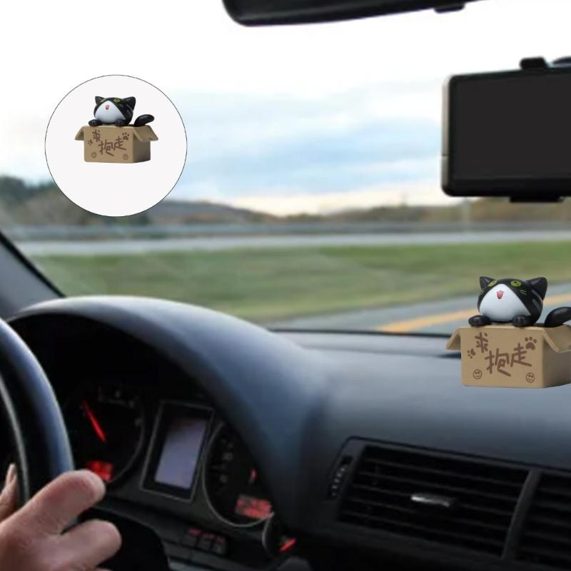 Verspielte PVC-Katzenfigur mit ausdrucksstarken Augen, schönes Autozubehör für Armaturenbrett, Schlafzimmer, Büro, dekoratives Display