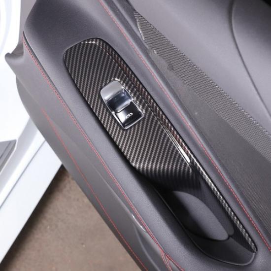 ABS Carbon Car Power Window Lift Switch Cover Trim For Corvette C8 Z51 -2024