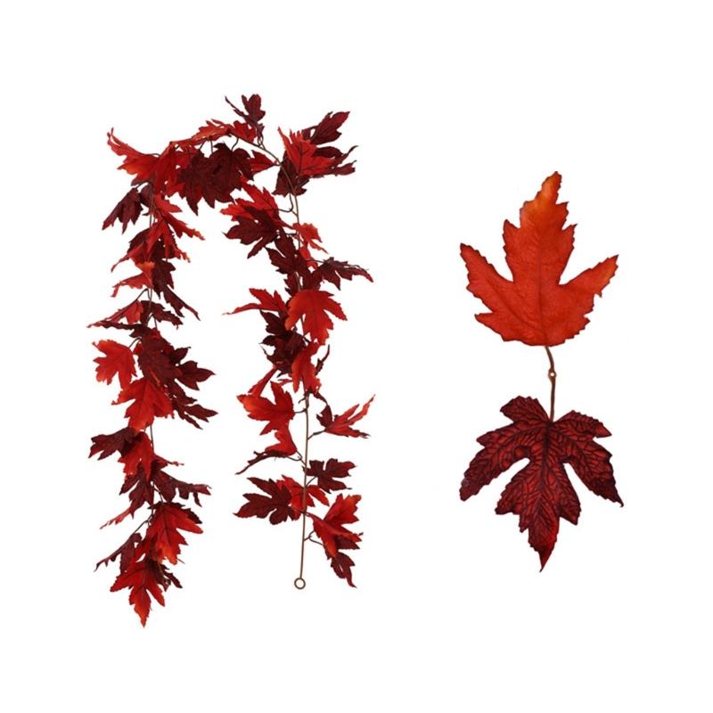 2Pcs Artificial Leaves Vine Hanging Plant for Thanksgiving Decoration, Artificial Vine Autumn Festival Decoration