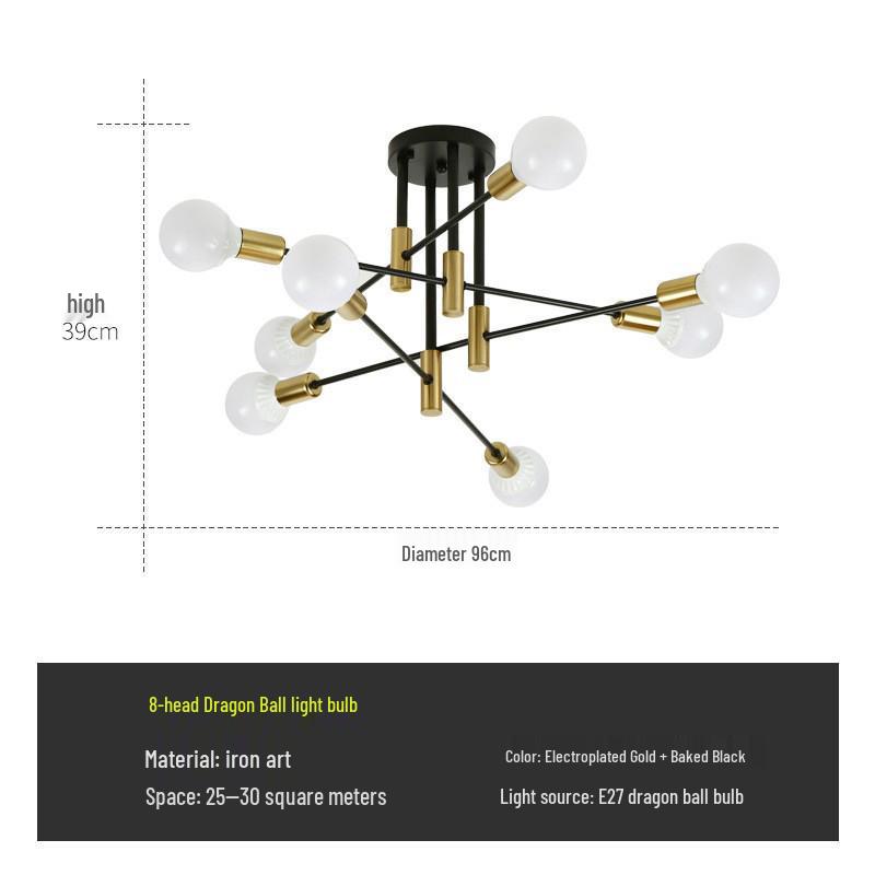 Nordic Minimalist Chandelier: Modern Wrought Iron for Living Room, Bedroom, Dining, or Restaurant.