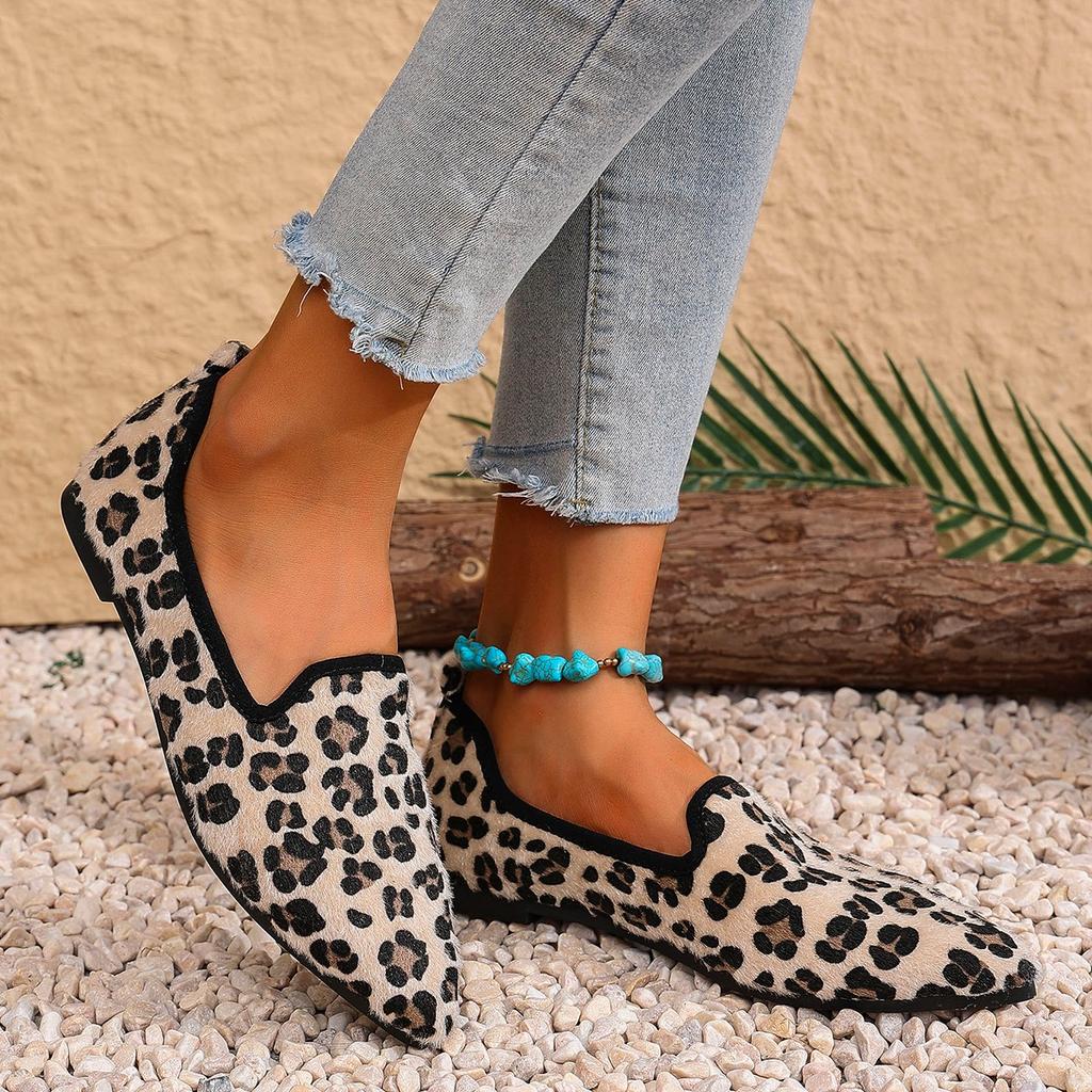 Women Pointed Toe Flats Shoes Flower Printing Comfortable Shallow Casual Loafers Ladies Breathable Non Slip Walking Shoe