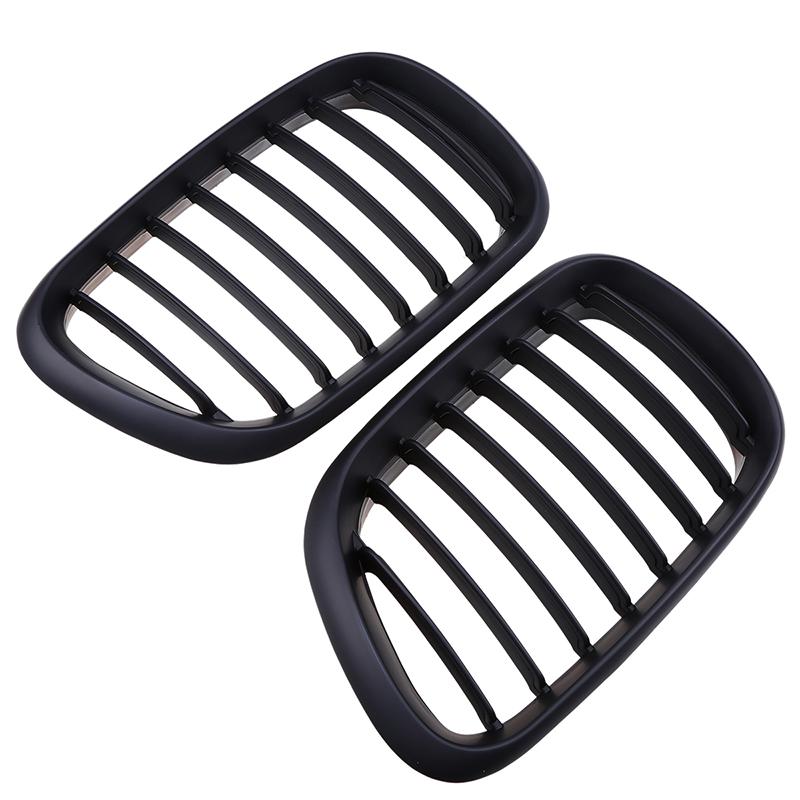 Car Front Bumper Center Grilles for BMW X5 E53 3.0d/3.0i/4.4i/4.6is 2000 2001 2002 2003 Pre-facelift Matte Black