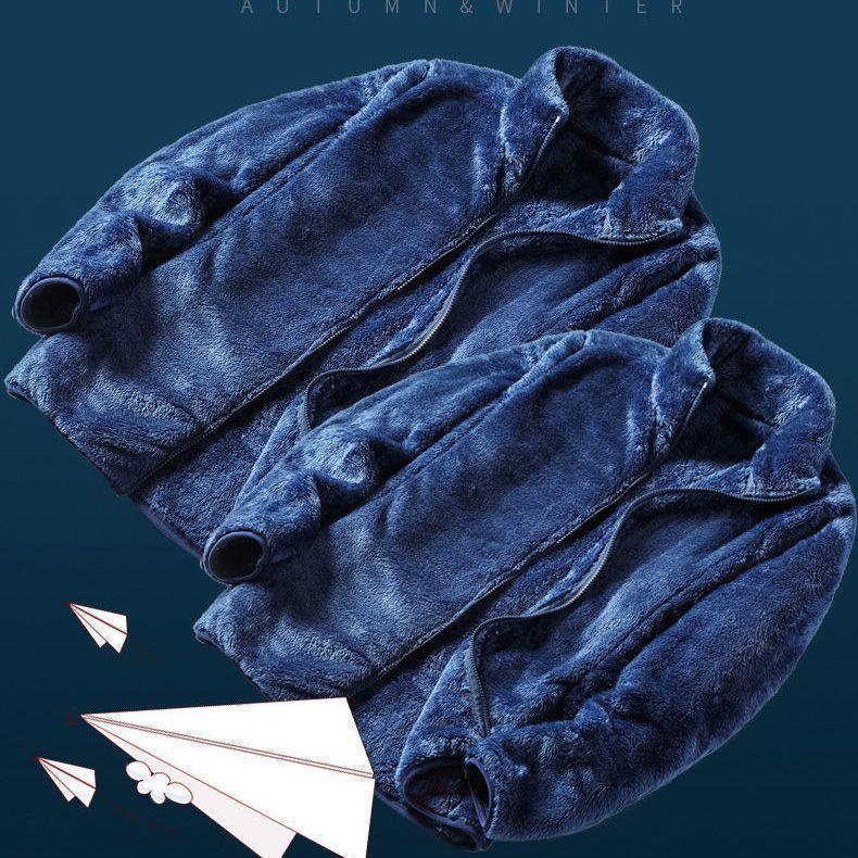 Fleece thickened warm home jacket women's autumn and winter double-sided coral fleece home jacket sweater