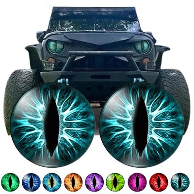 2 szt. Naklejki na reflektory Oczy Bestii dla Jeepów, Wodoodporna dekoracja samochodowa z efektem stereo 3D dla SUV-a, Zabawne naklejki Oczy Bestii na samochód