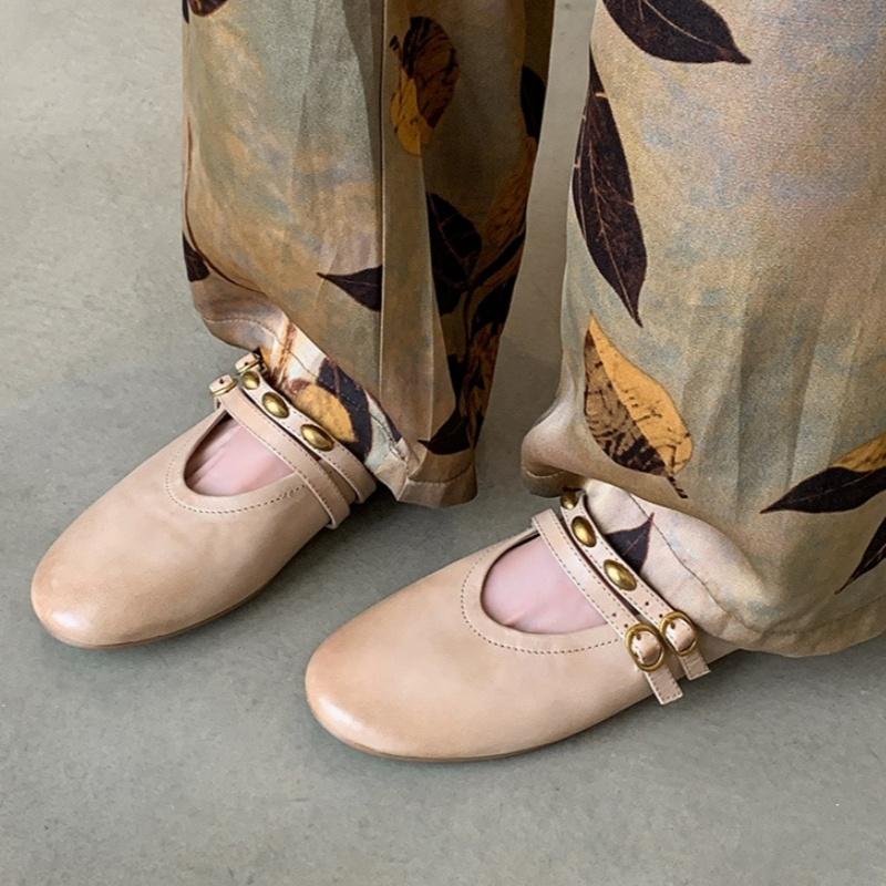 Fashion Fashion Buckle Strap Women Flat Leather Shoes Mary Jane Elegant Versatile Women Shoes 2025 High Quality Shallow Comfy Soft Flats