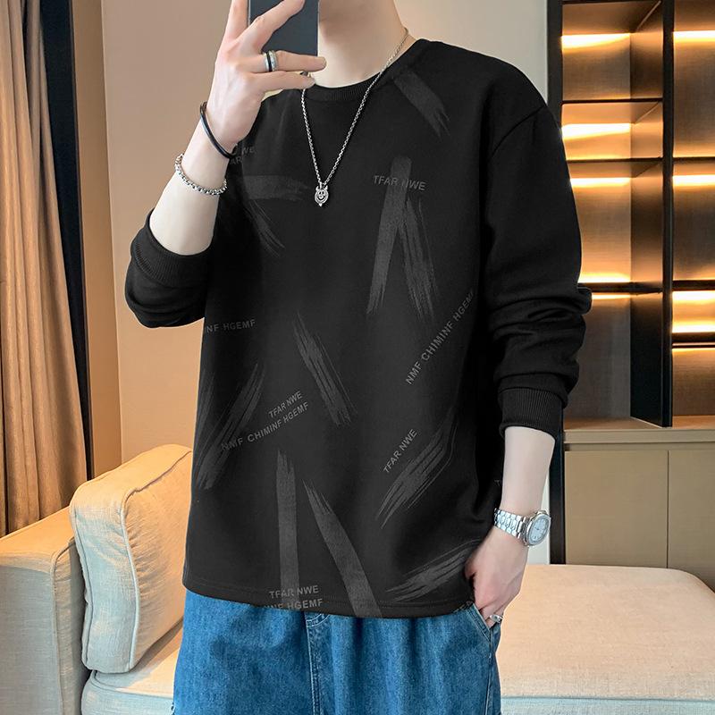 Round Neck Sweatshirt Men's Spring and Autumn New Style Printed Loose Casual Pullover Versatile Clothing