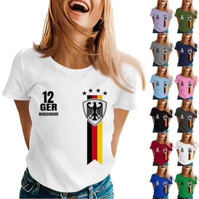 T-shirt Pull Décontracté pour Femme Col Rond Manches Courtes Imprimé Lettres Style Athlétique Haut pour Fans de Sport
