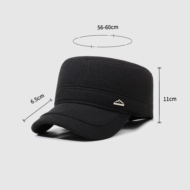 Men's Winter Hat Middle-Aged and Elderly Warm Wool Flat Cap Dad Baseball Cap Thick Cap