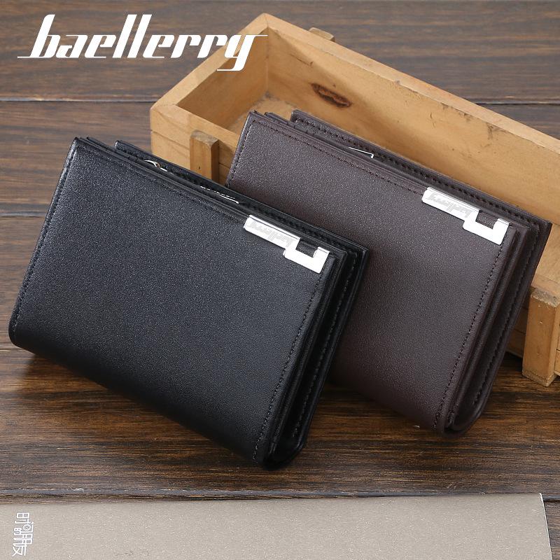 Baellerry Men's Short Accordion Wallet - Fashionable, Casual, Large Capacity with Zipper and Card Holder.