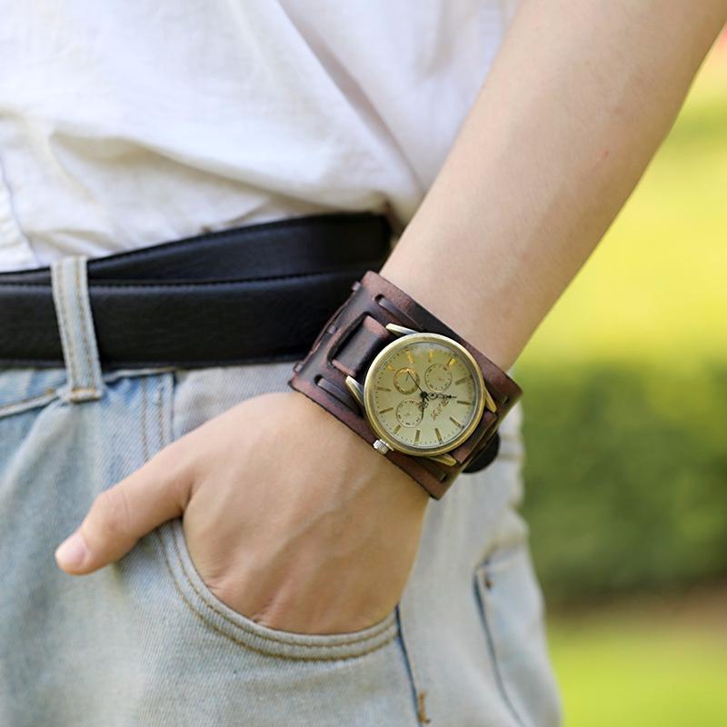 Retro Leather Bracelet Watch Men's Watch Personality Cowhide Bracelet Watch