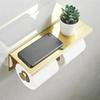 Multifunktionaler Toilettenpapierhalter mit Ablage Wandmontage Doppelrollen-Handtuchhalter Badezimmer Gold