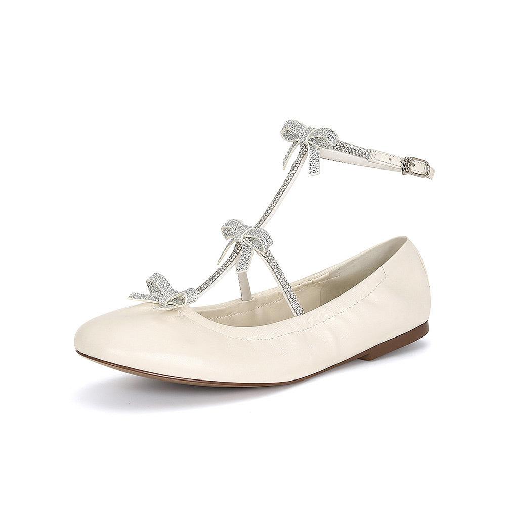 [Shei Su Yinyin] Tiptoe~ Heavy Industry Rhinestone Bow Flat Ballet Single Shoes Women's Mary Jane Shoes