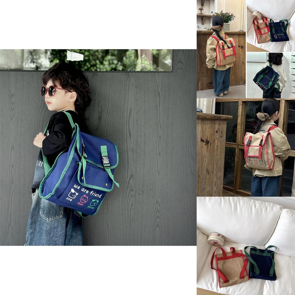 Trendy Children's Colorful Flap Canvas Backpack Casual And Cute Design For Kids
