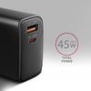 AXAGON GaN Wallcharger 2x Port (USB-A + USB-C), PD3.0/PPS/QC4+/SFC2.0/AFC/SCP/FCP/Apple, 45W | ACU-PQ45