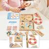 Wood Shapes Puzzle Box Pattern Block with 15 Cards Tabletop Game Fine Motor Skill Creativity Road