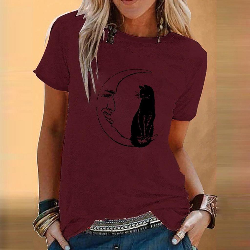 Women Tie-dye  Fashion Printed Colorful  Short Sleeve   Blouse Tops