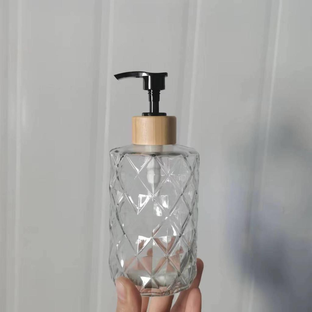 Nordic Luxury Glass Push-Top Bottle for Lotion, Hand Soap, Shampoo & Shower Gel