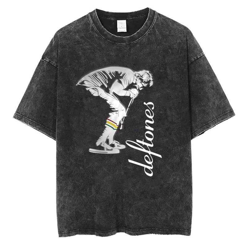 

Deftones Мужская Женская Футболка свободного покроя Летняя стираная футболка Винтажная хлопковая футболка с ностальгическим дизайном в уличном стиле 3XL