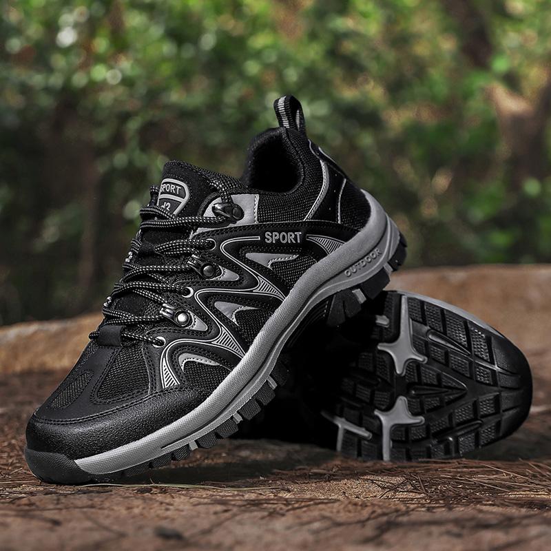 

Модная новая мужская обувь высокого качества на толстой подошве, для активного отдыха, альпинизма, противоскользящая платформа, туристическая, на шнуровке, повседневные кроссовки 45 чёрный