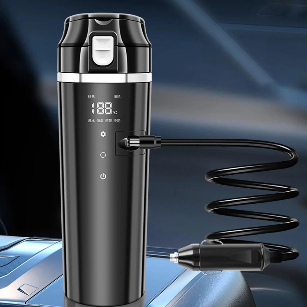 12V/24V Car Heated Smart Mug Digital LCD Display Coffee Milk Heated Kettle Smart Temperature Control Thermos Cup Stainless Steel