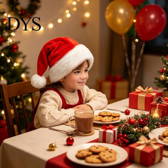 Holiday Celebration Headwear Christmas Santa Hat, Flannel Plush Hat for Adults, Soft Thickened Caps Red White Velvet Cap Parties Thanksgiving